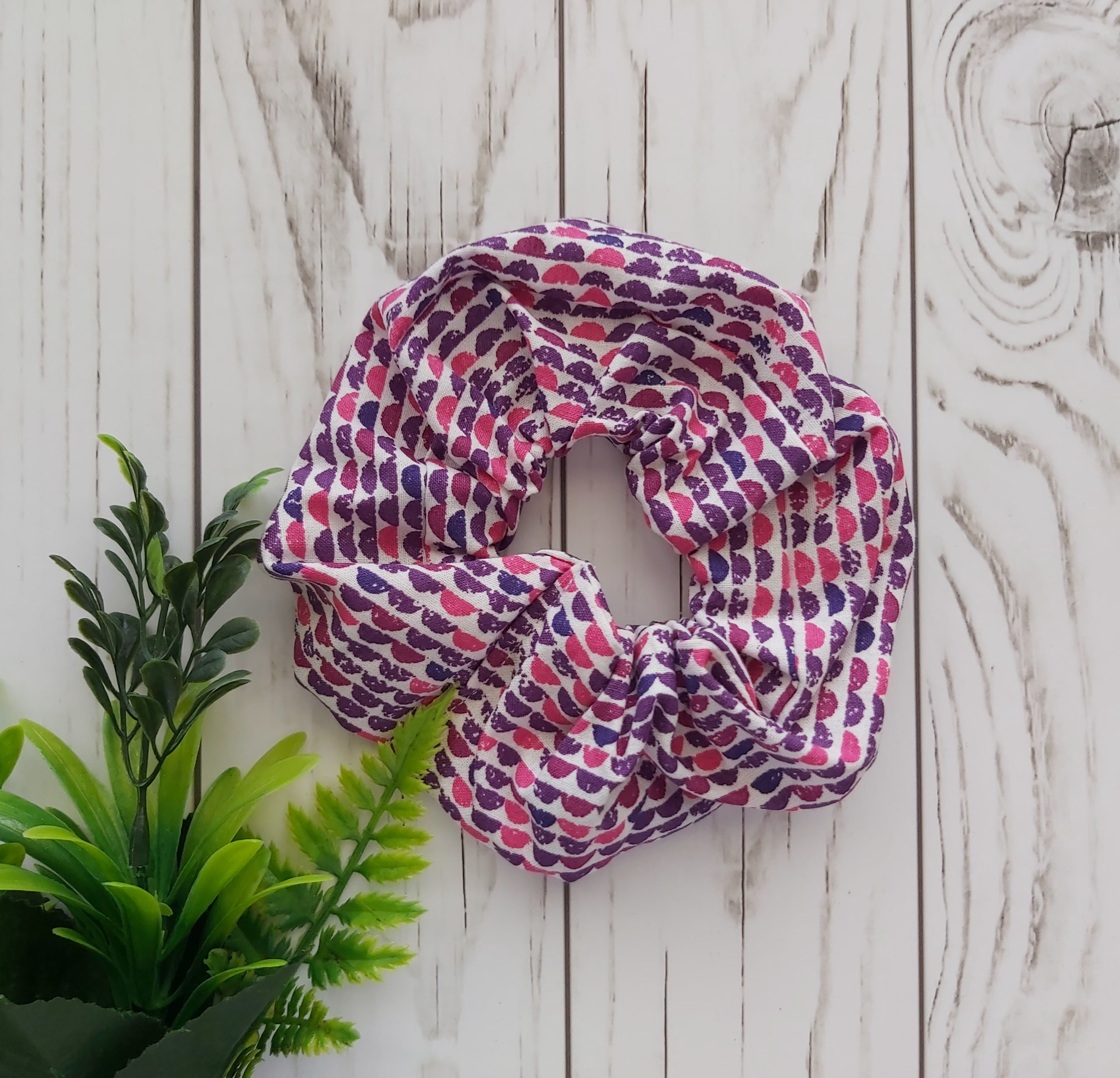 Purple Half Circle Pattern Scrunchie