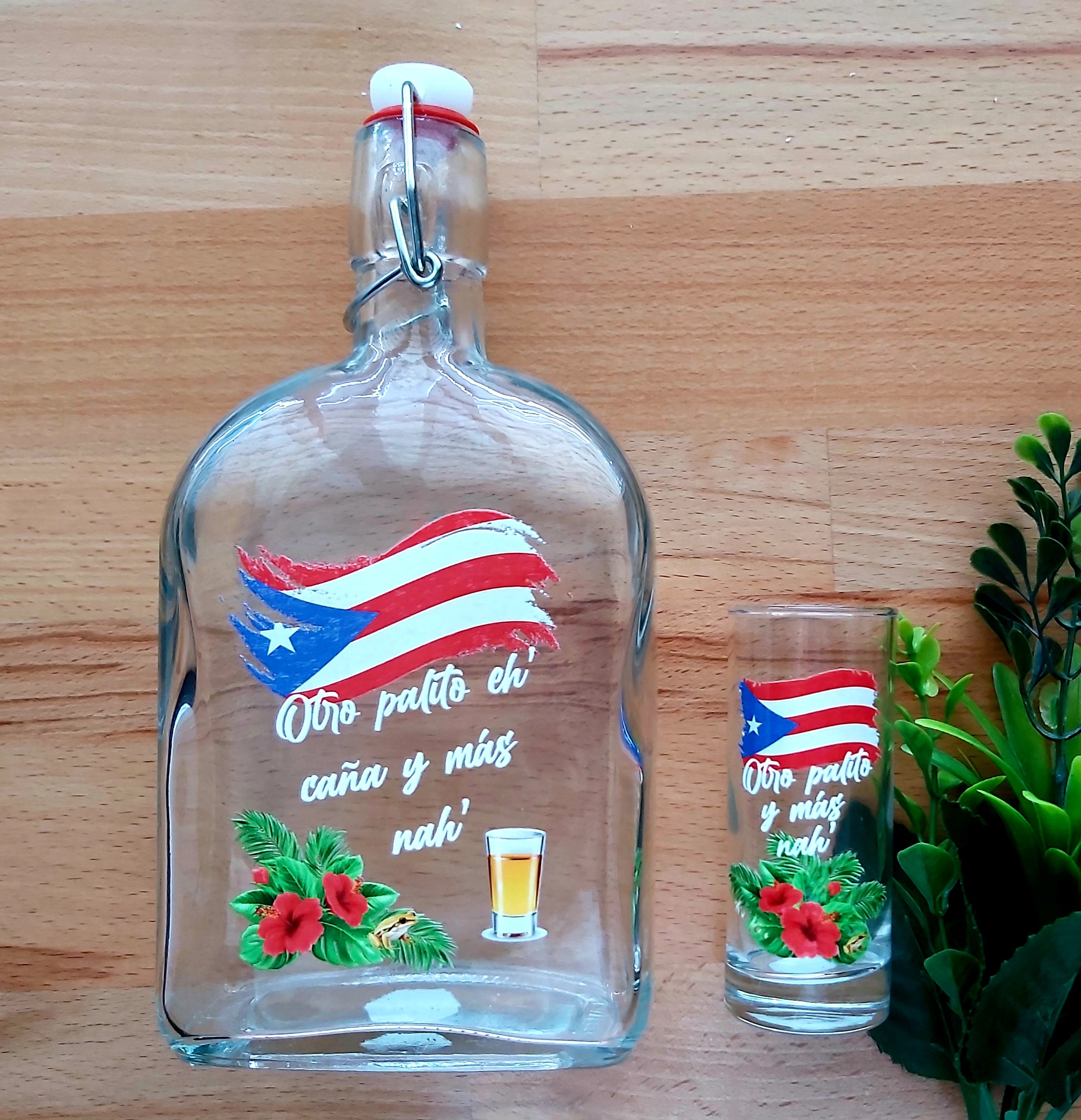 3 Pc. Puerto Rico Bottle & Shot Glasses