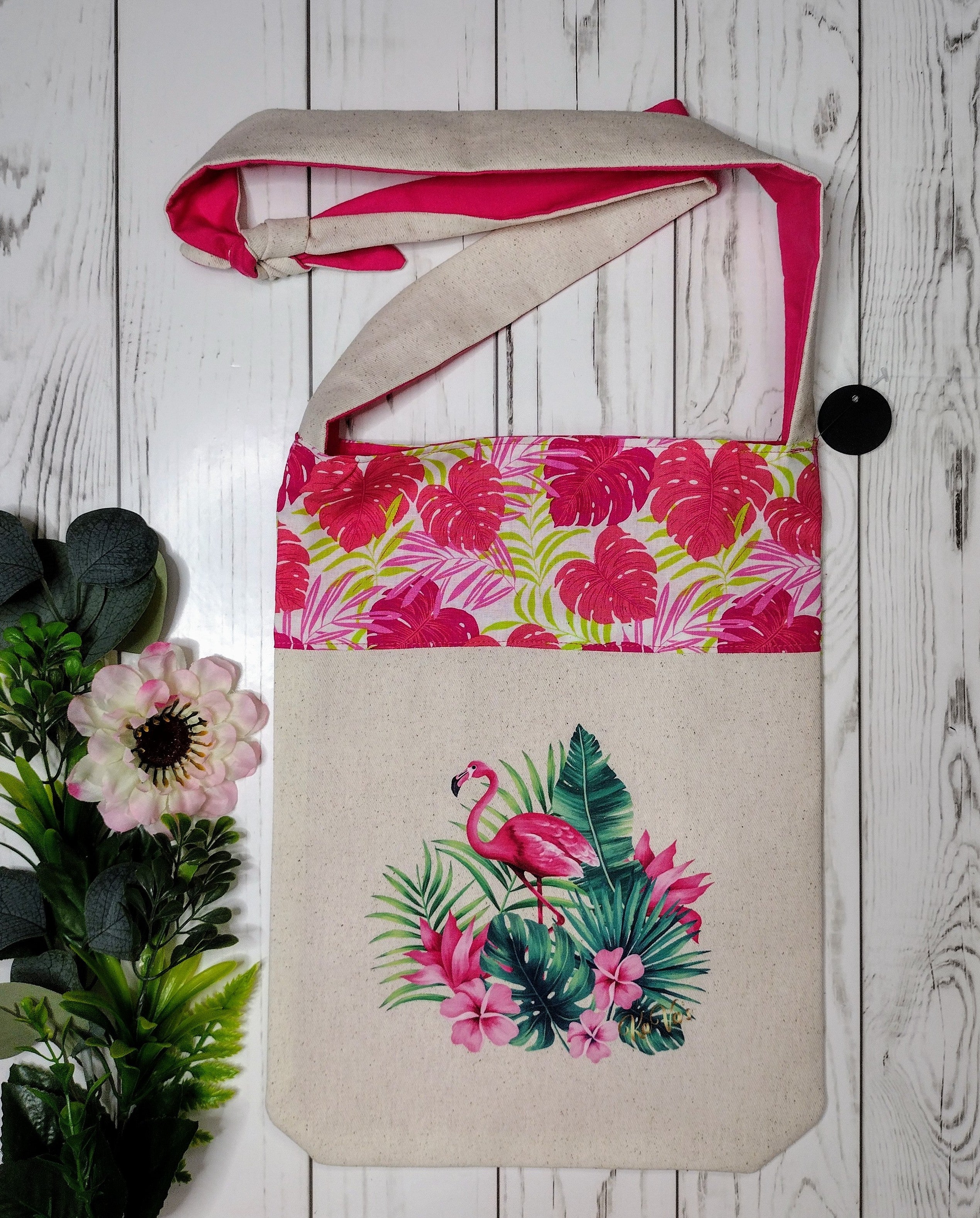 Tropical Flamingo Handmade Tote Bag