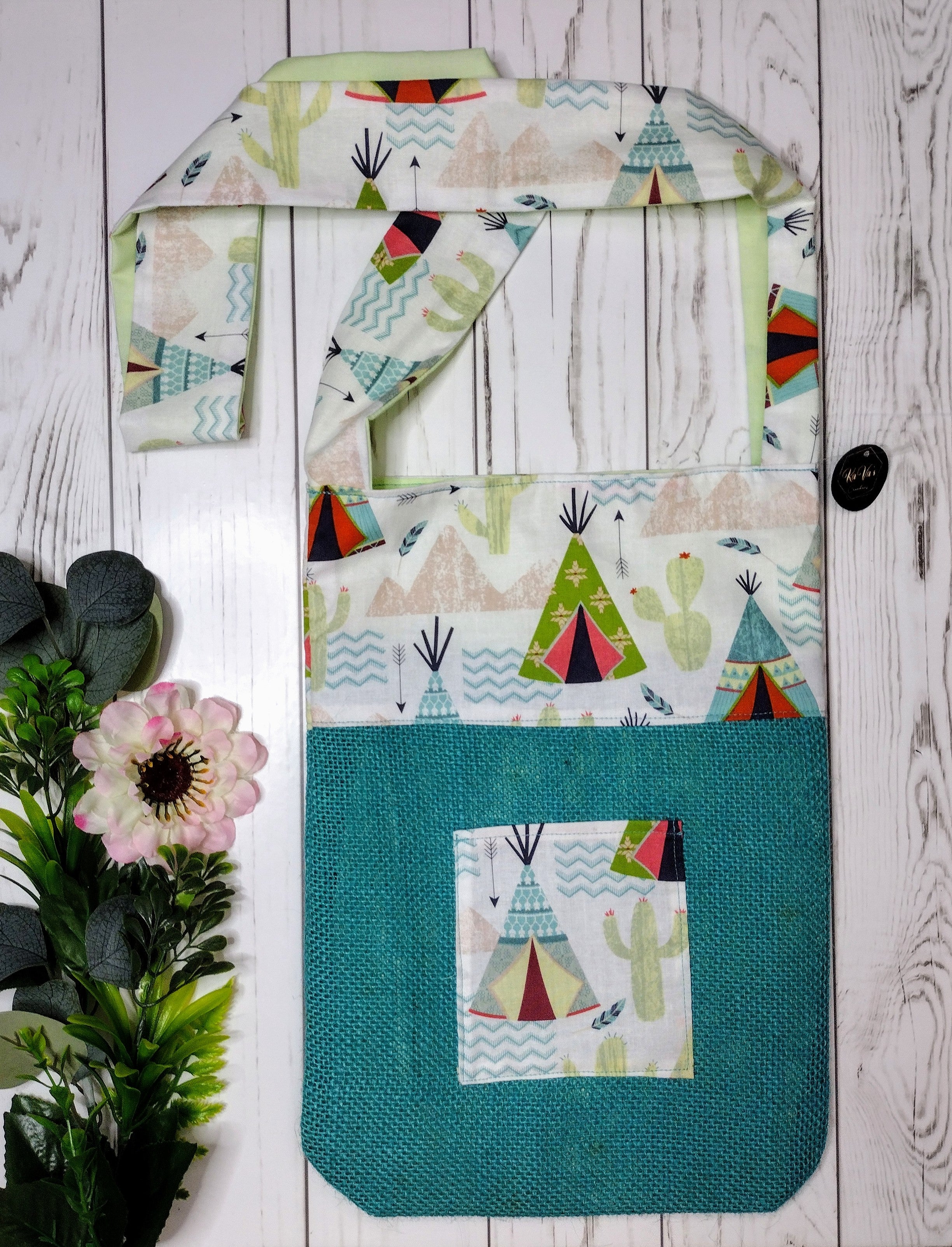 Turquoise Teepee Handmade Tote Bag