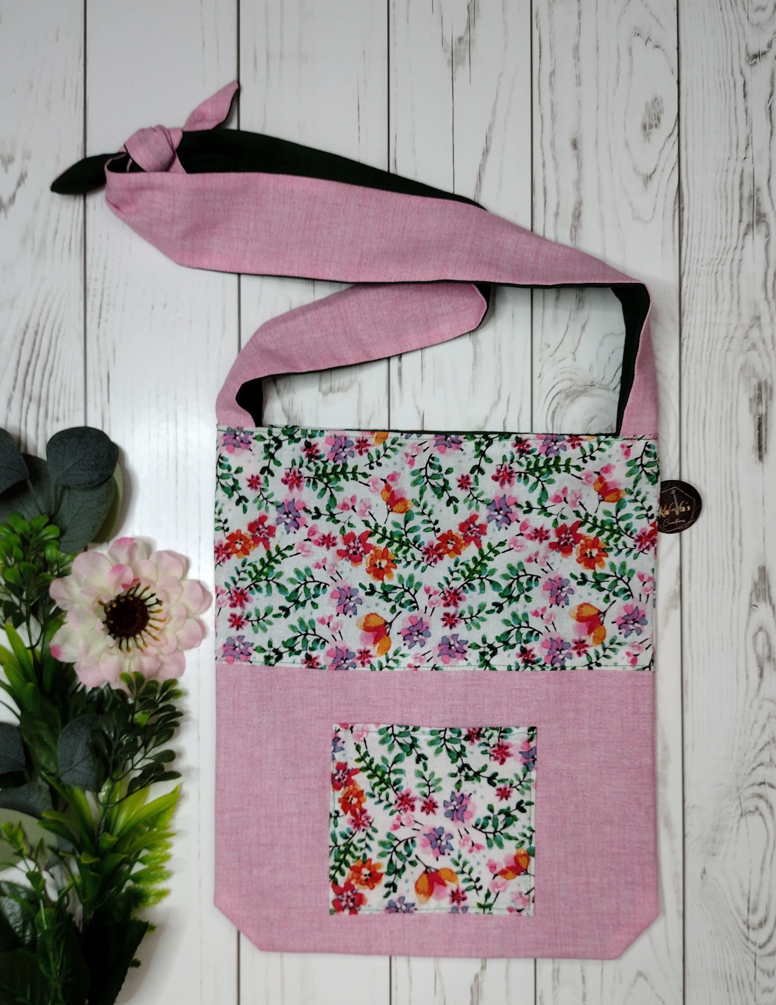 Pink Floral Handmade Tote Bag