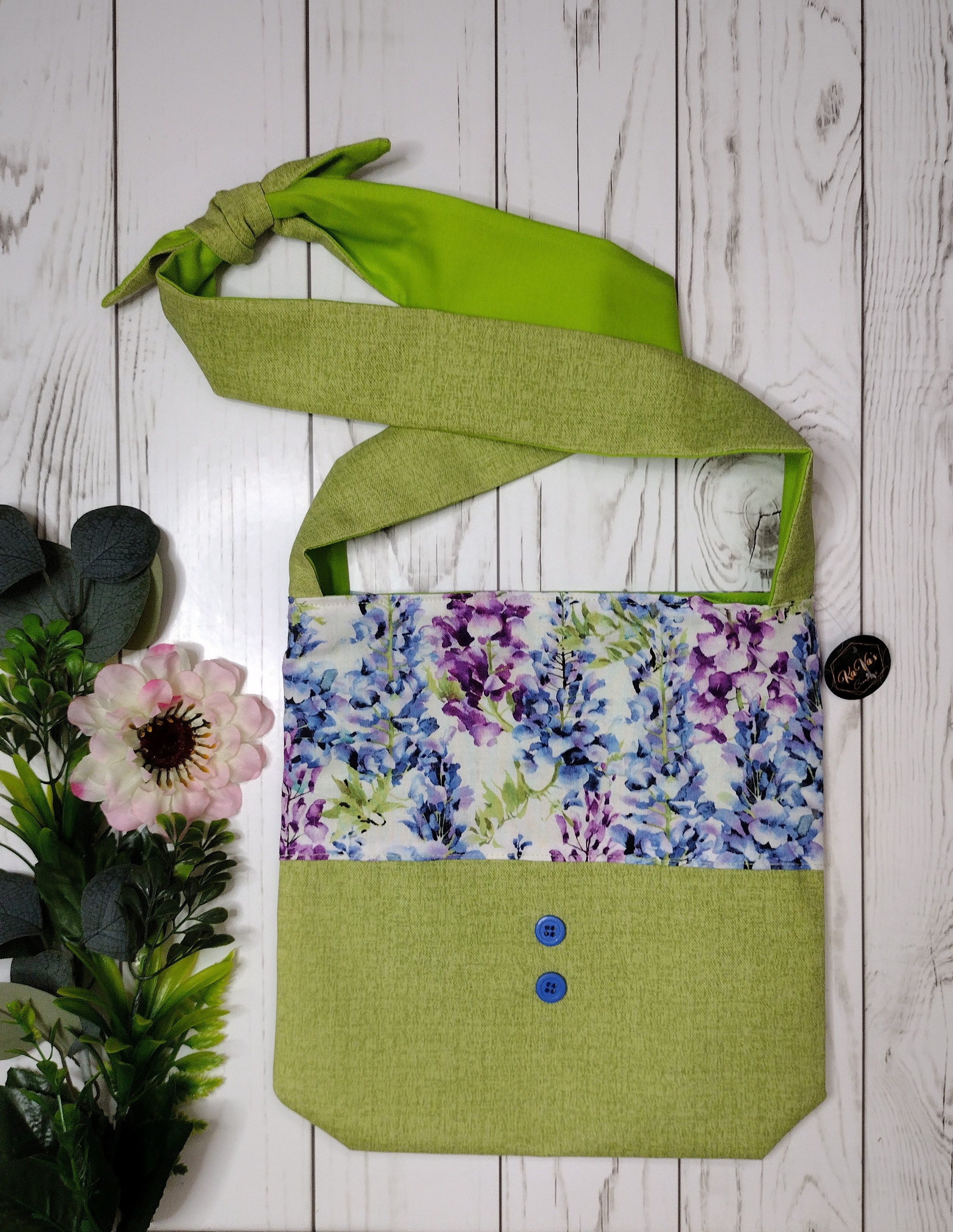 Green Floral Handmade Tote Bag